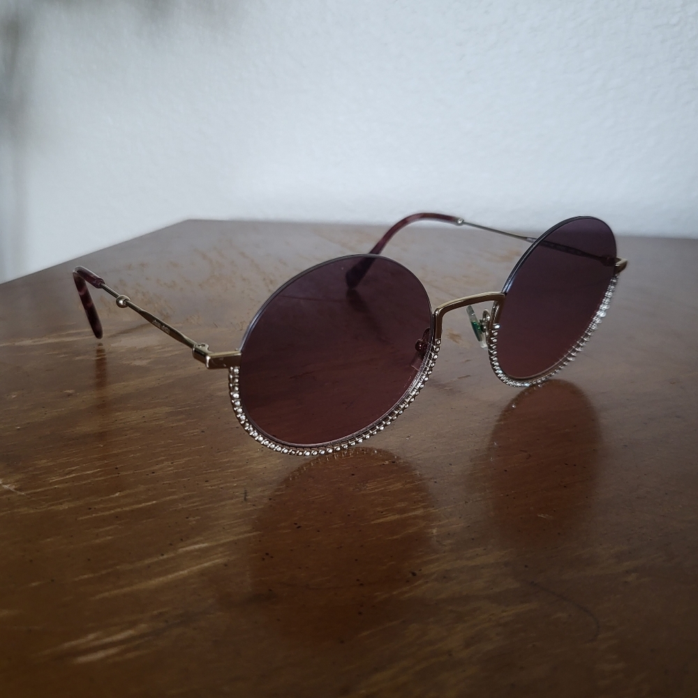 Miu Miu Rhinestone Round Circle Societe Sunglasses - Picture 3 of 12
